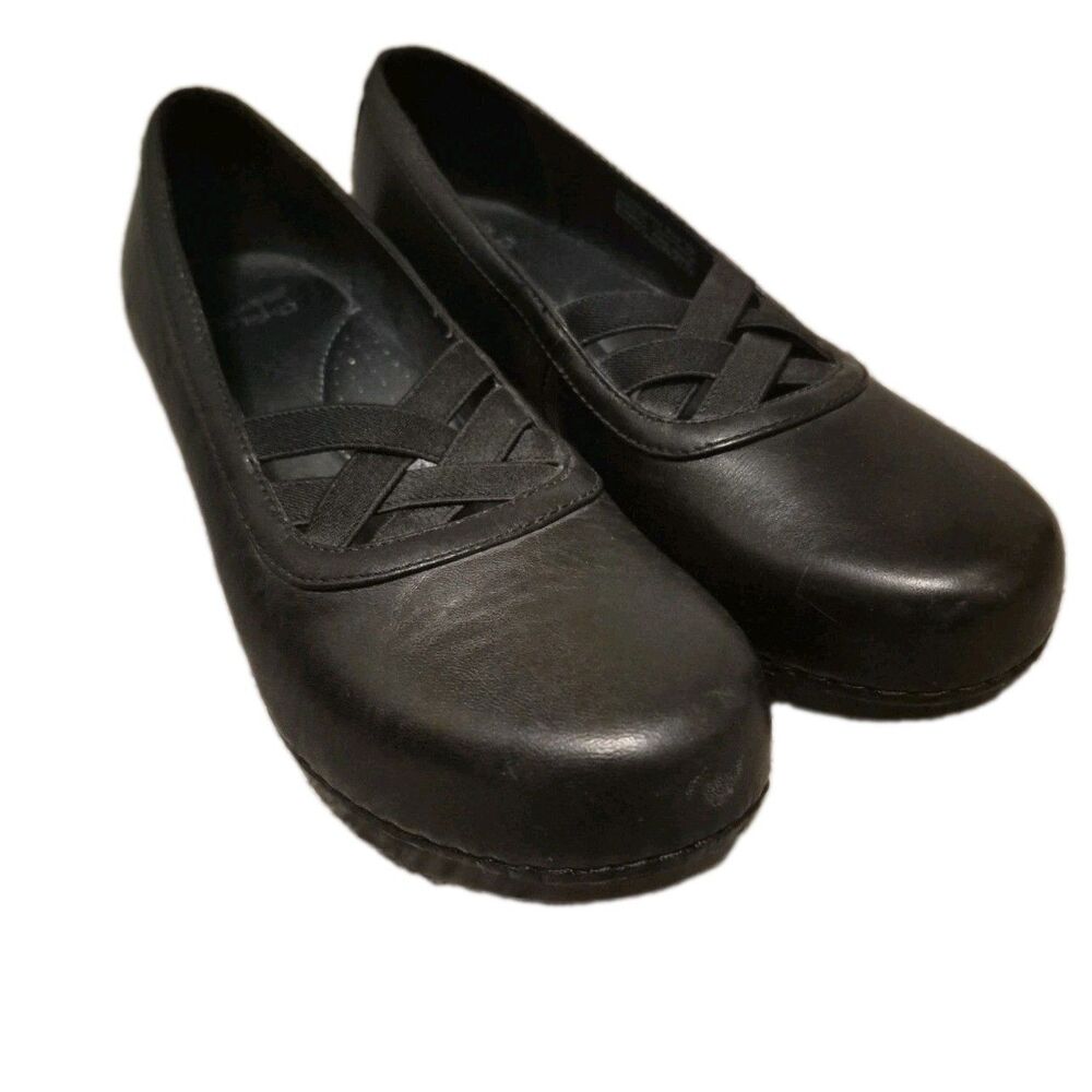 Dansko Leather Tilda Clogs Size 39 Cris Cross Elastic Straps Nursing Work